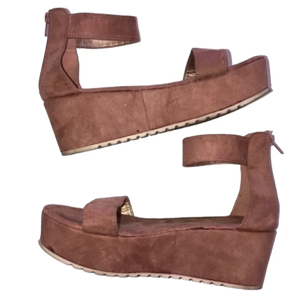 Dark Pink Suede Platform Sandal